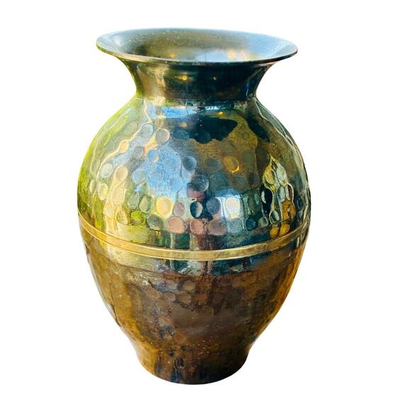 Hammered Brass-Style Vase – Rustic Boho Mini Vase - Picture 1 of 3